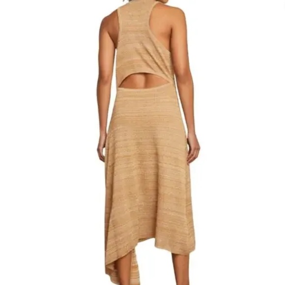 Veronica Beard - Gold Multicolor Knit Dress W/ Asymmetrical Hem Sz M - Picture 3 of 11